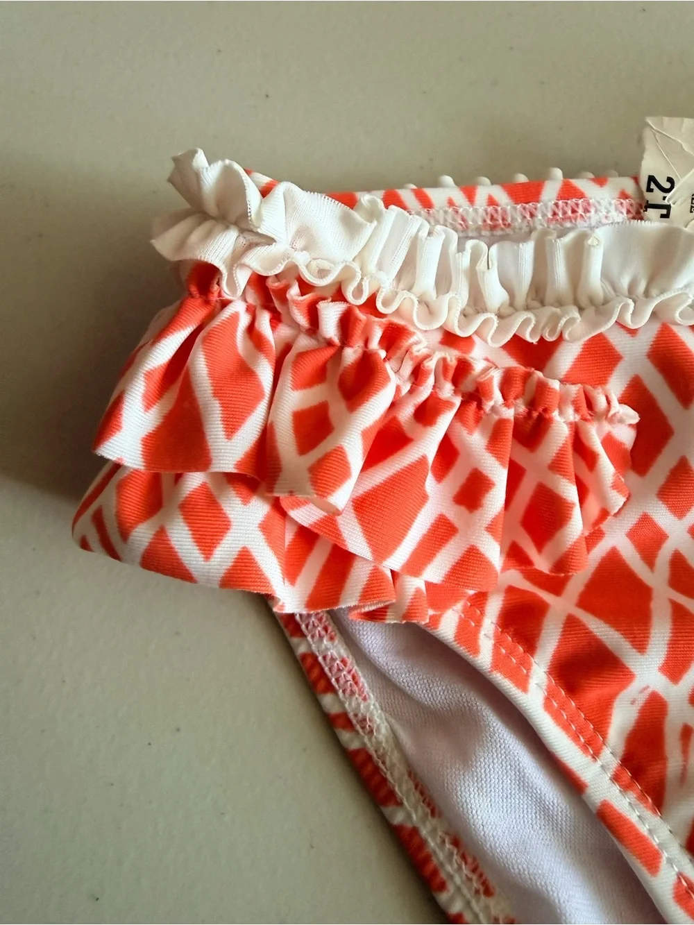 Circo Girls Two-Piece Ruffle Bikini Set - Coral/White.   Size 2 T